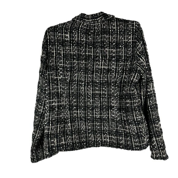 Keren Hart Womens Tweed Button-Up Jacket - Black & White - Size L - Picture 2 of 5